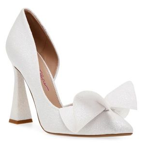 Wedding Bridal Betsey Johnson Heels Shoes White Sparkle